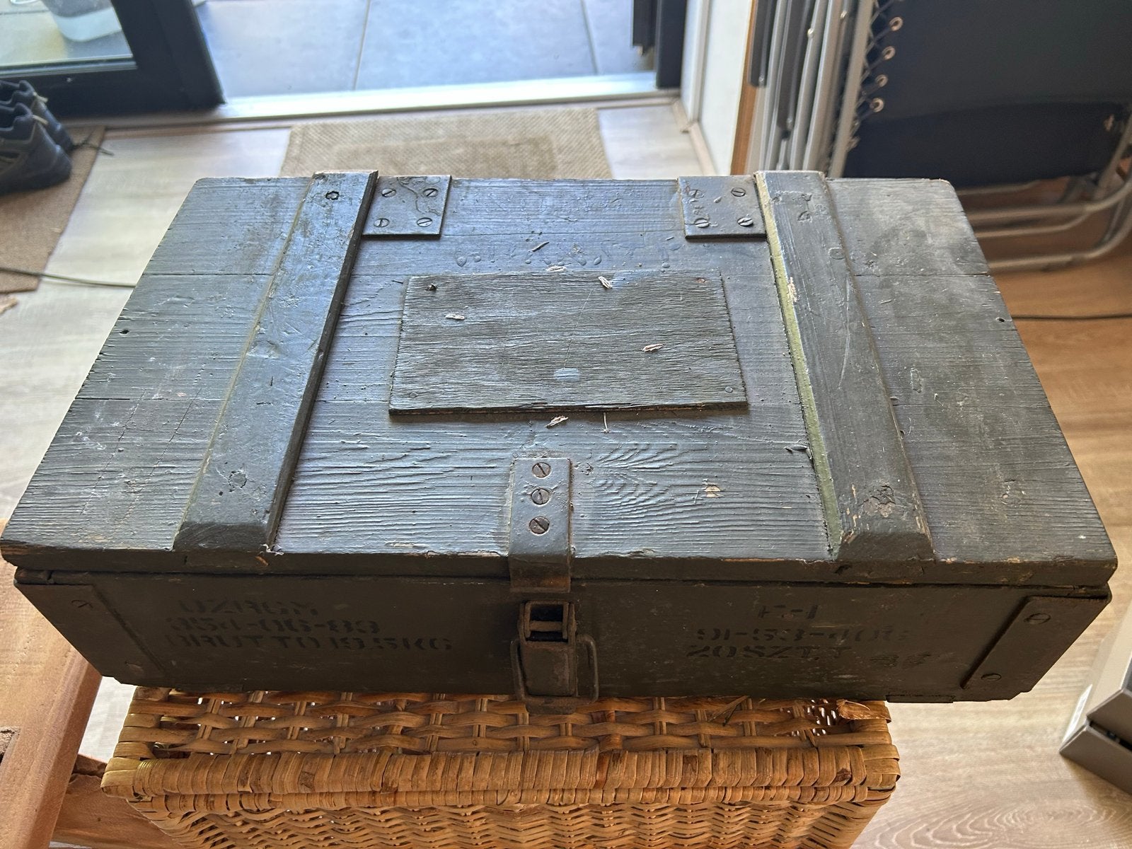 Vintage Houten Kist - Leger Groen, Ophalen