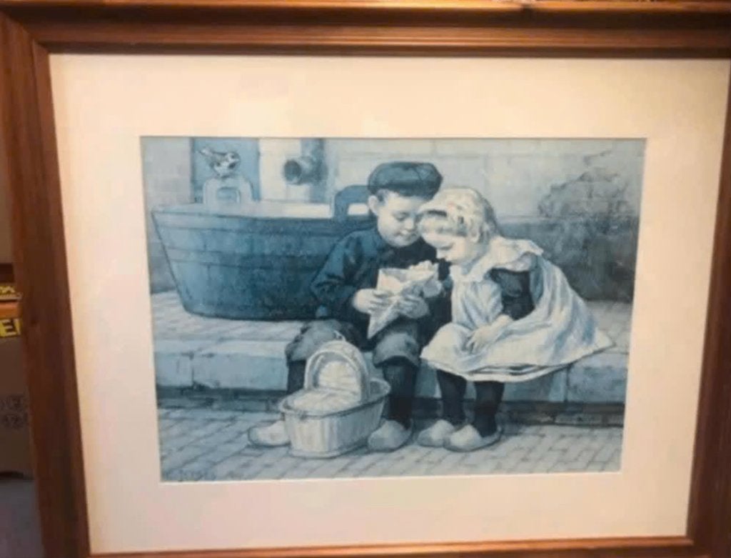 Schilderij van Ot en Sien door C. Jetses (dupl. 80 x 65 ), Antiek en Kunst, Kunst | Schilderijen | Klassiek, Doek, Portret of Personen