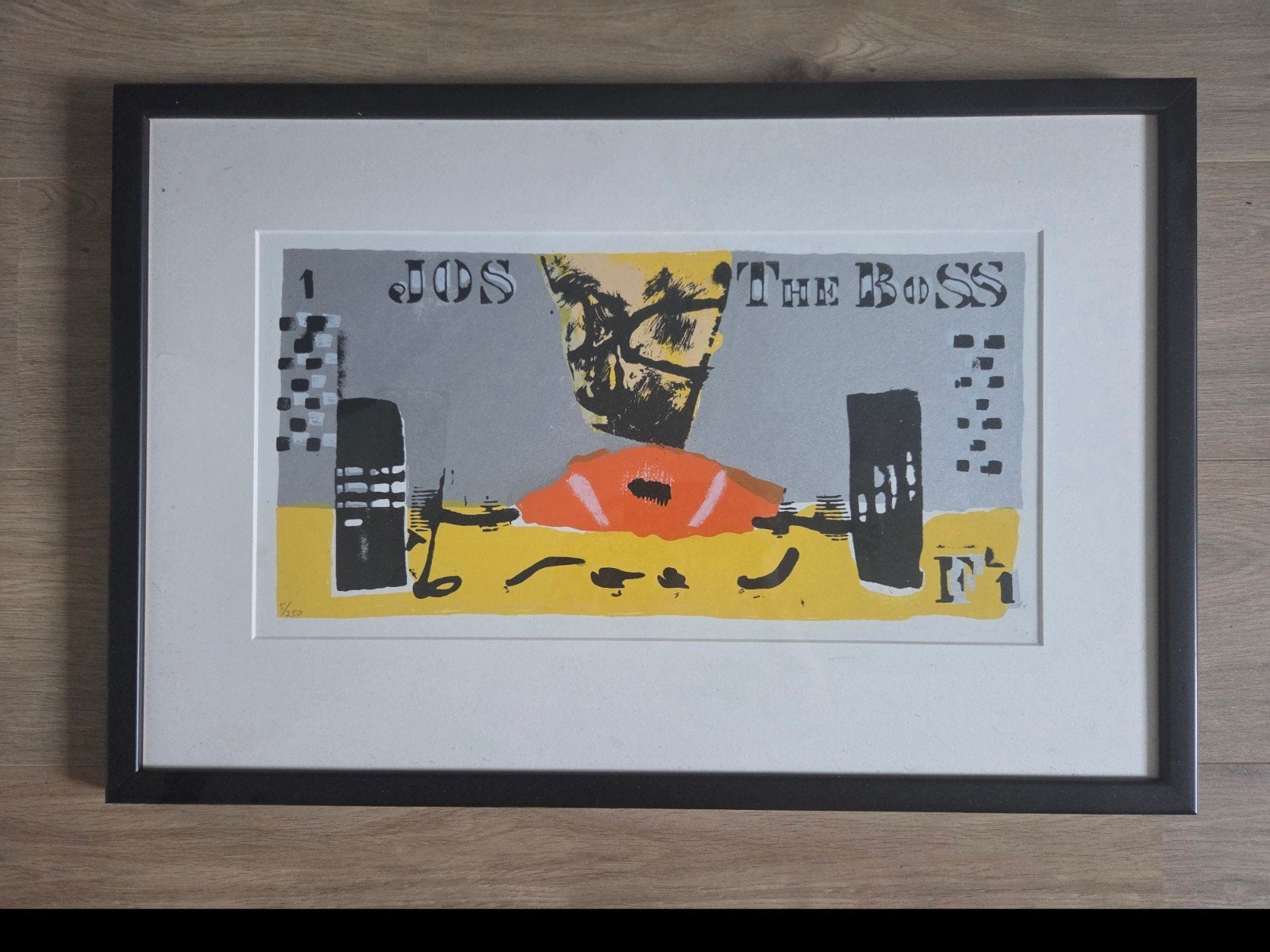 Jos the Boss - Zeefdruk, Antiek en Kunst, Kunst | Etsen en Gravures, Dagelijks leven, 1950 - 1999, Ingelijst, Ophalen of Verzenden