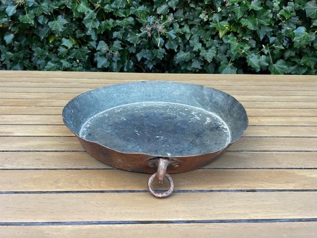 Antieke Koperen Lage Pan / Schaal - 36 cm, Antiek en Kunst, Ophalen of Verzenden, Koper