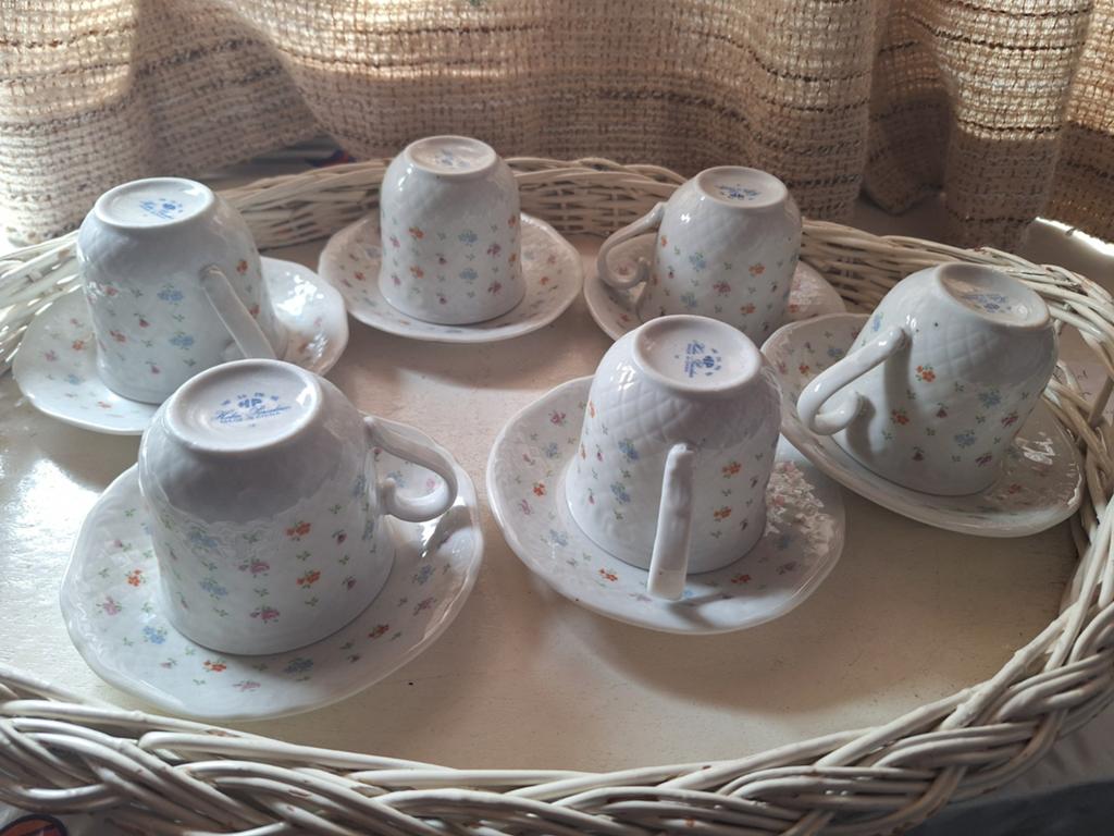 Set van 6 Hebei Porseleinen Kopjes en Schotels, Antiek en Kunst, Ophalen of Verzenden