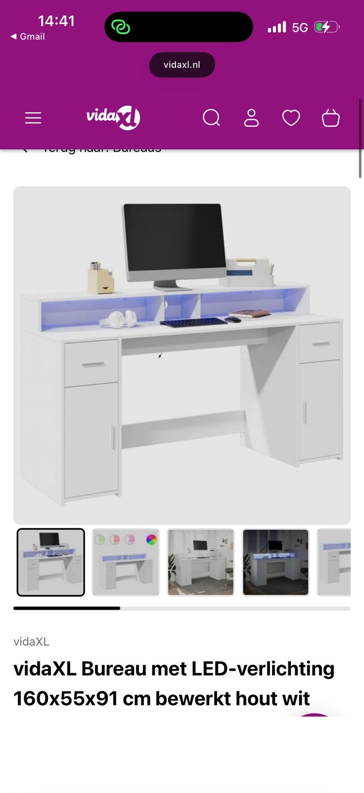 Bureau met ledverlichting, Huis en Inrichting, Bureaus, Opbergruimte, Hout, Nieuw, Ophalen of Verzenden