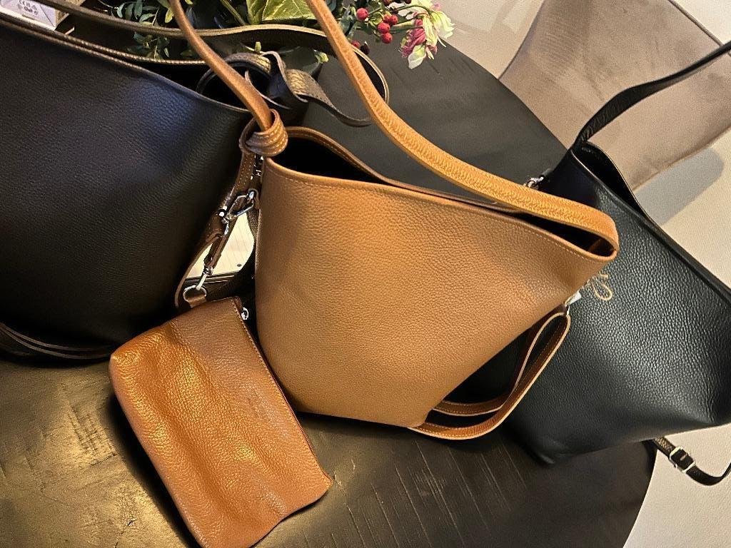 NIEUW 3 lederen tassen, Sieraden, Tassen en Uiterlijk, Tassen | Damestassen, Ophalen of Verzenden, Nieuw, Bruin, Handtas