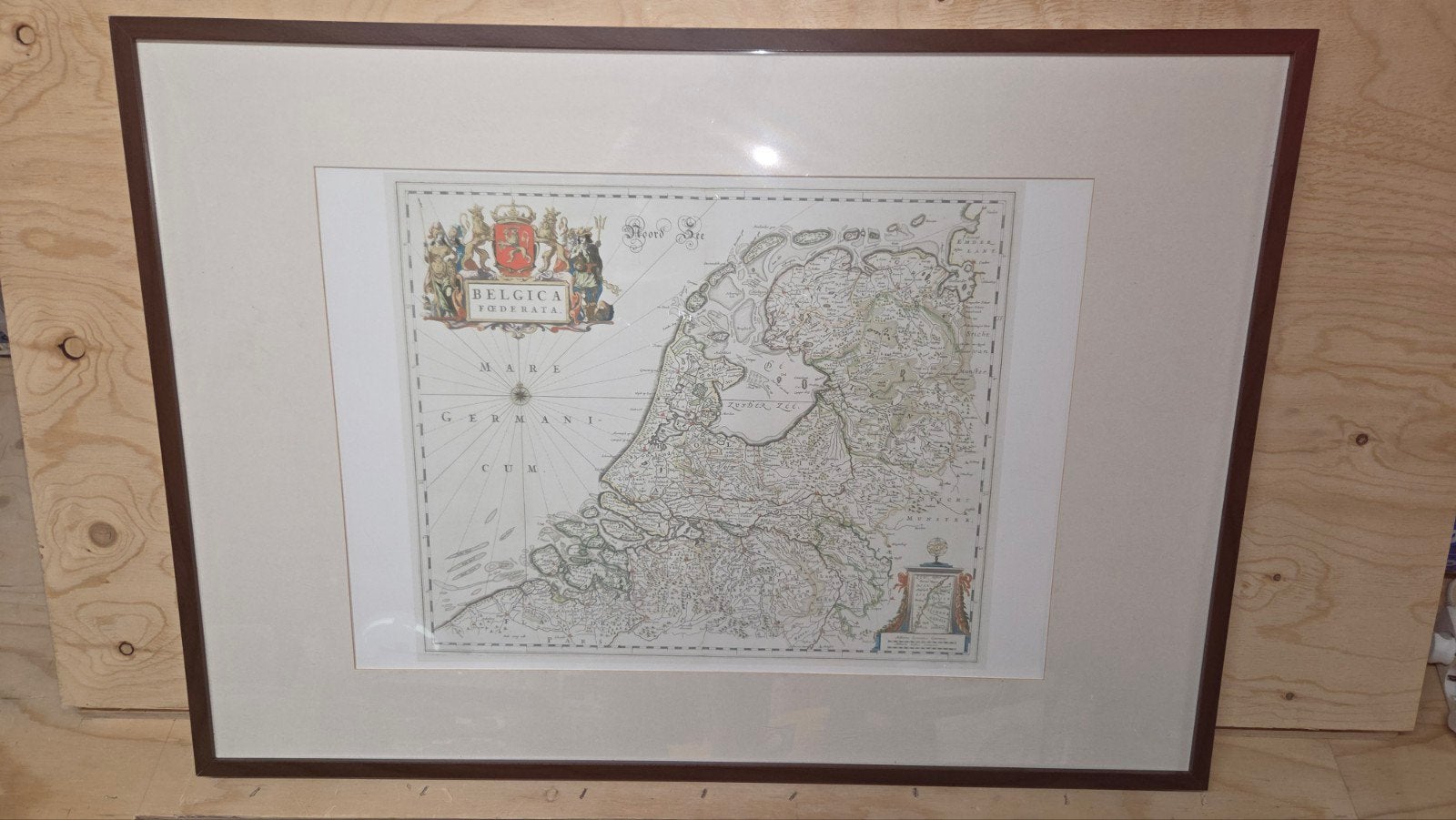 Antieke kaart 'Belgica Foederata' (102 x 73 cm), Boeken, Ophalen of Verzenden, 1800 tot 2000, Nederland, Landkaart