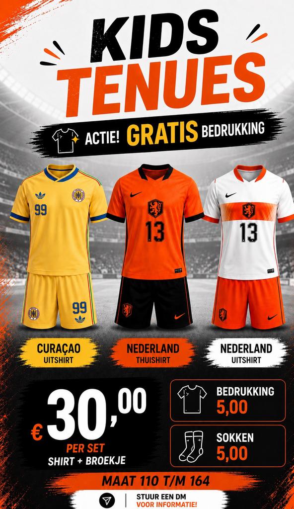 Nederlands Elftal Kids Setjes  WK2026, Maat XS of kleiner, Verzenden, Nieuw, Shirt