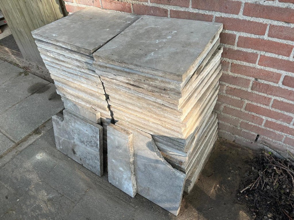 Z.g.a.n. 49 Stoep tegels grijs vierkant 40x40cm natuursteen, Tuin en Terras, Ophalen, 5 tot 10 m², Zo goed als nieuw, Natuursteen