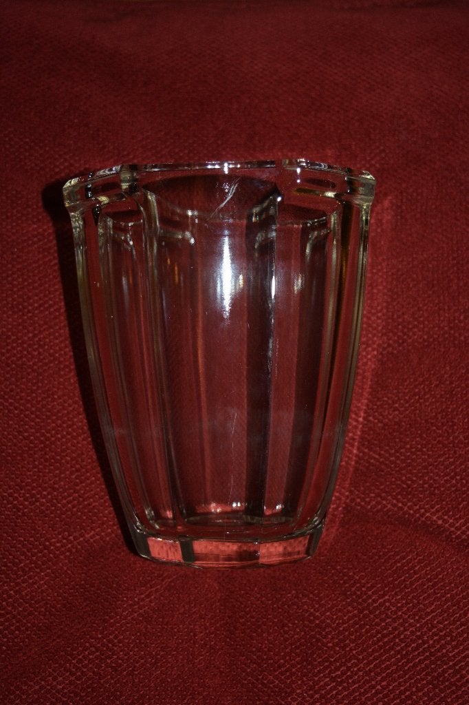 Vintage Art Deco stevige kristallen vaas, Huis en Inrichting, Woonaccessoires | Vazen, Transparant, 16 cm, Ophalen of Verzenden