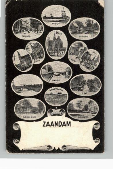 Oude ansichtkaart Zaandam met 14 gezichten st 1906 zie info, Verzenden, Voor 1920, Gelopen, Noord-Holland