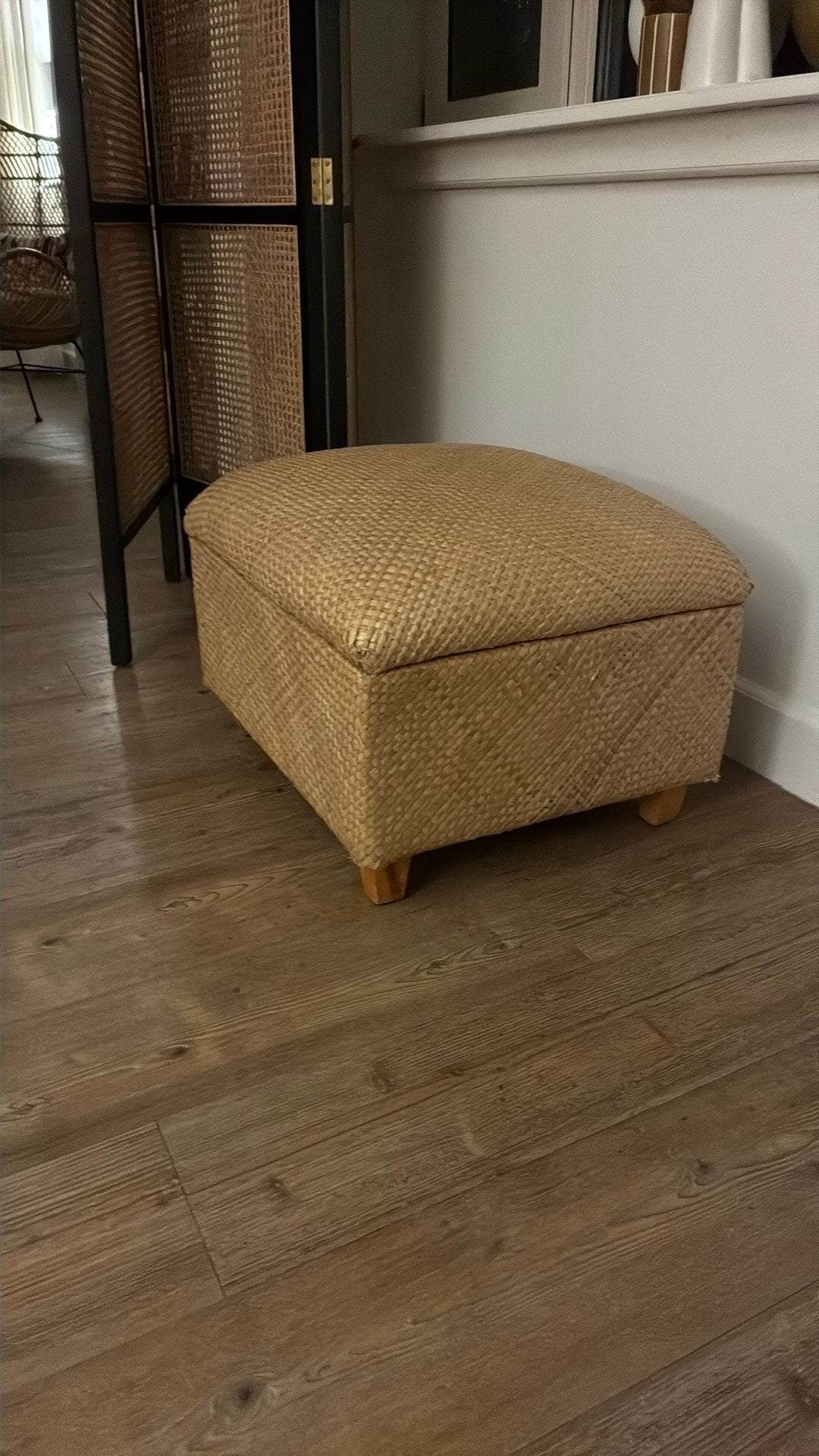 Mooie poef/bankje/rotan/riet/bambo/boho/ibiza, Huis en Inrichting, Ophalen, 50 tot 75 cm, Boho ibiza, Rechthoekig