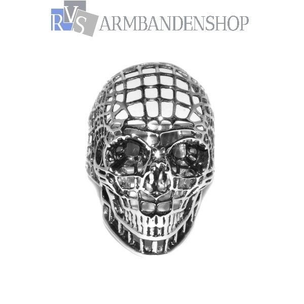 Rvs zilver kleurige Skull ring doodskop doodshoofd biker., 20 of groter, Heer, Nieuw, Zilver
