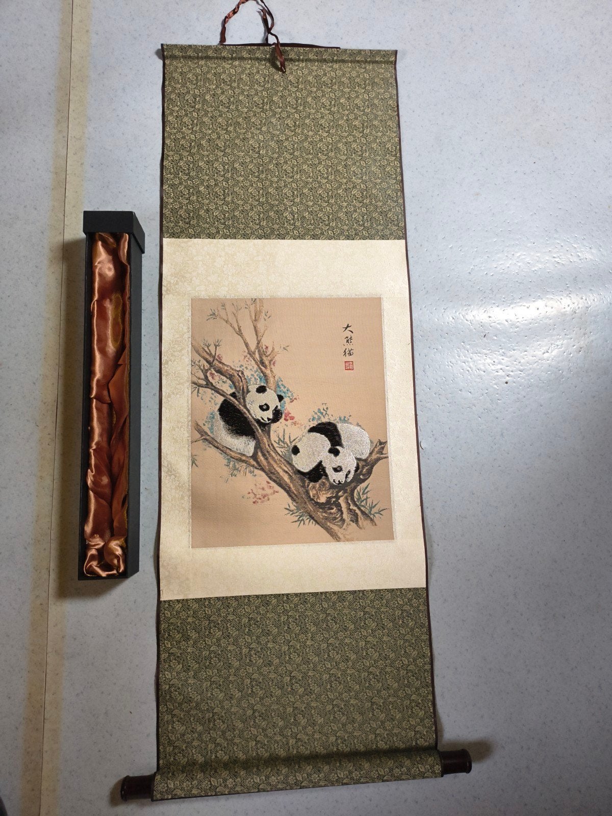 wandkleed panda sichuan, Beige, Oosters, 40 cm, 110 cm