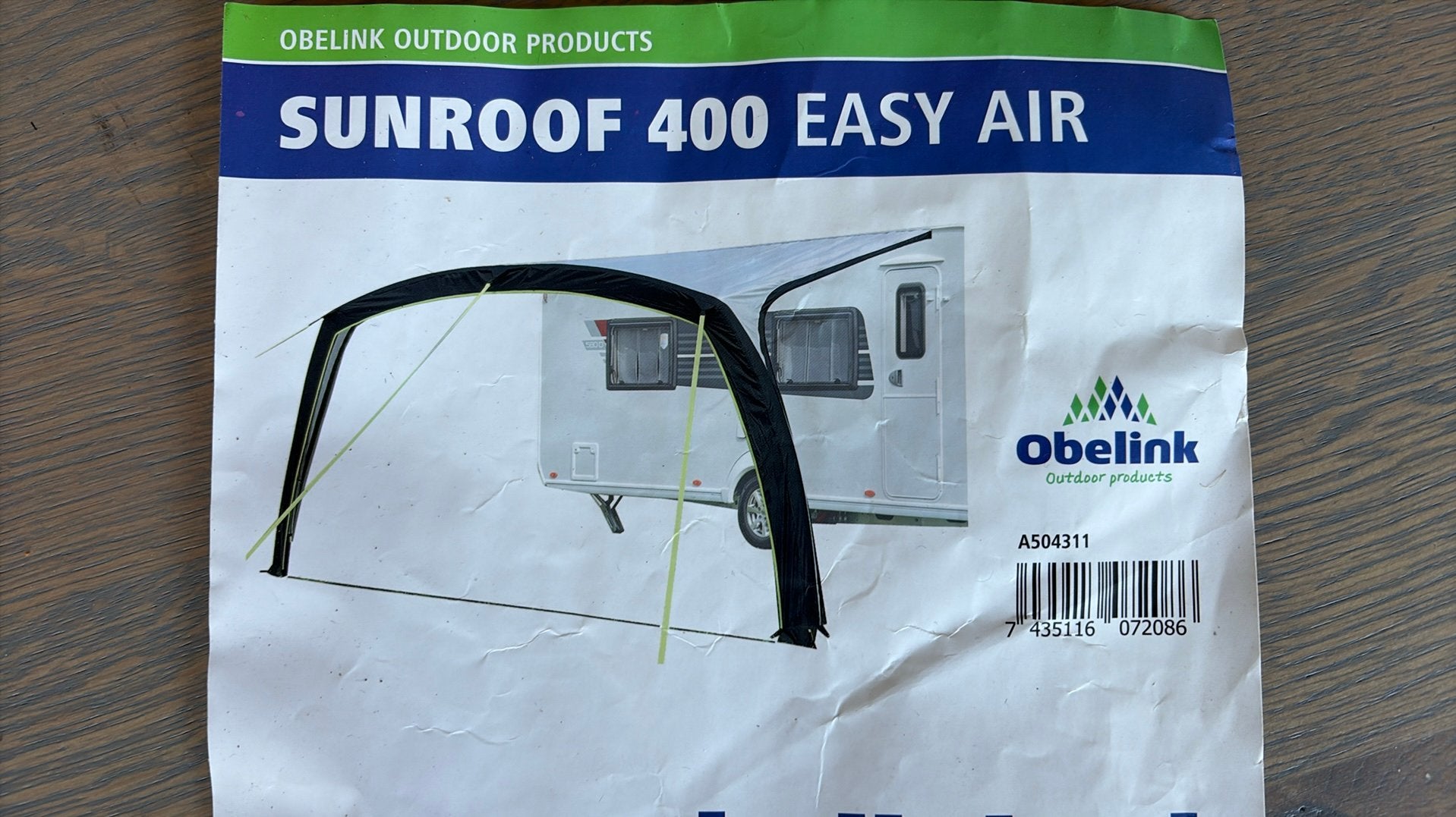 Obelink Sunroof 400 Easy Air luifel - Diepte 250cm, Ophalen, Gebruikt, Overige merken