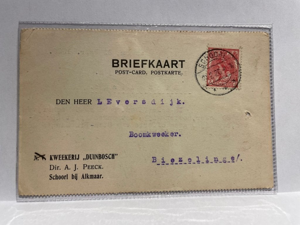 Briefkaart - Schoorl - Kweekerij Duinbosch, Verzenden, 1920 tot 1940, Gelopen, Noord-Holland