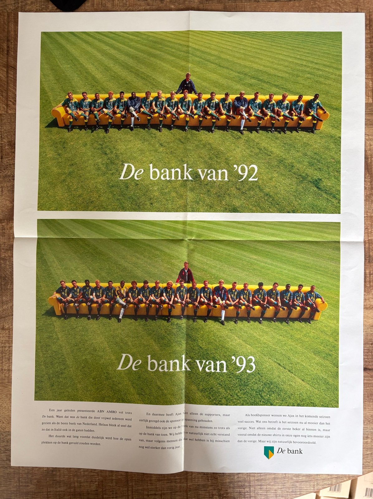 De Bank van '92 en '93 - Ajax reclameposter, Ophalen of Verzenden, Gebruikt