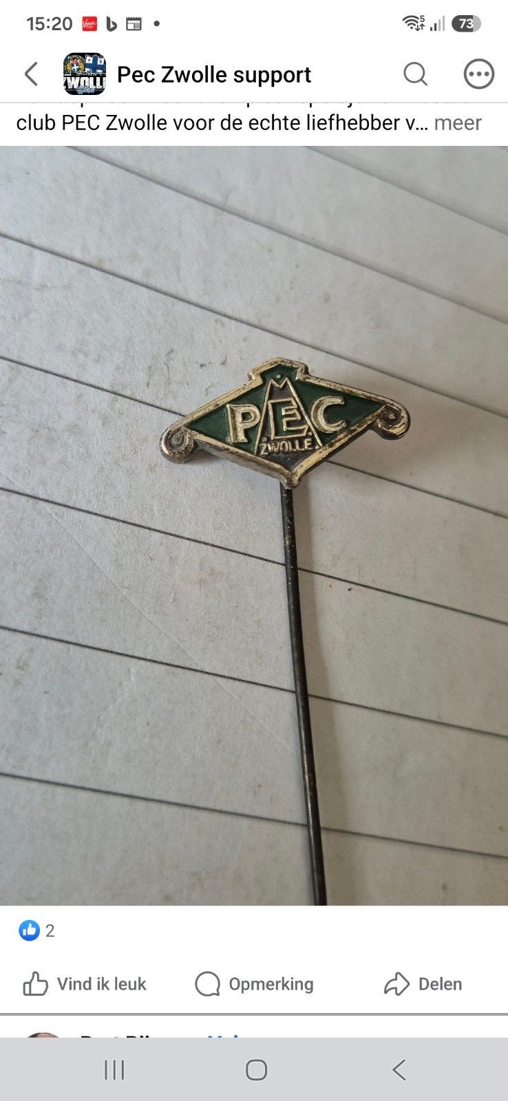 Speldje PEC Zwolle Voetbalclub - Vintage Fan Item, Verzamelen, Ophalen of Verzenden