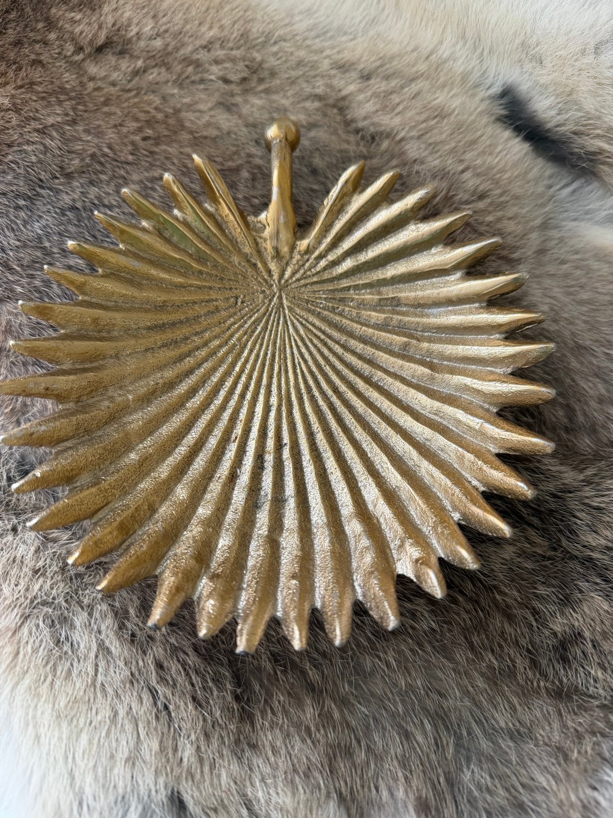 Gouden palmblad schelp schaaltje/ringhouder, Ophalen of Verzenden, Zo goed als nieuw, Goud, Metaal