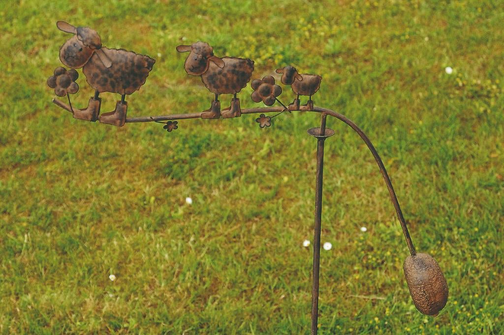 Tuinsteker, tuinprikker, windspel balans met 3 Schapen bruin, Ophalen of Verzenden, Nieuw