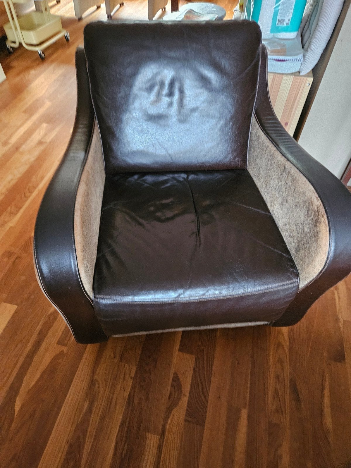 Leren fauteuil, Ophalen, Gebruikt, 50 tot 75 cm, Leer