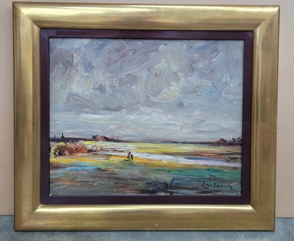 Armand JAMAR, geanimeerd landschap, Ophalen of Verzenden