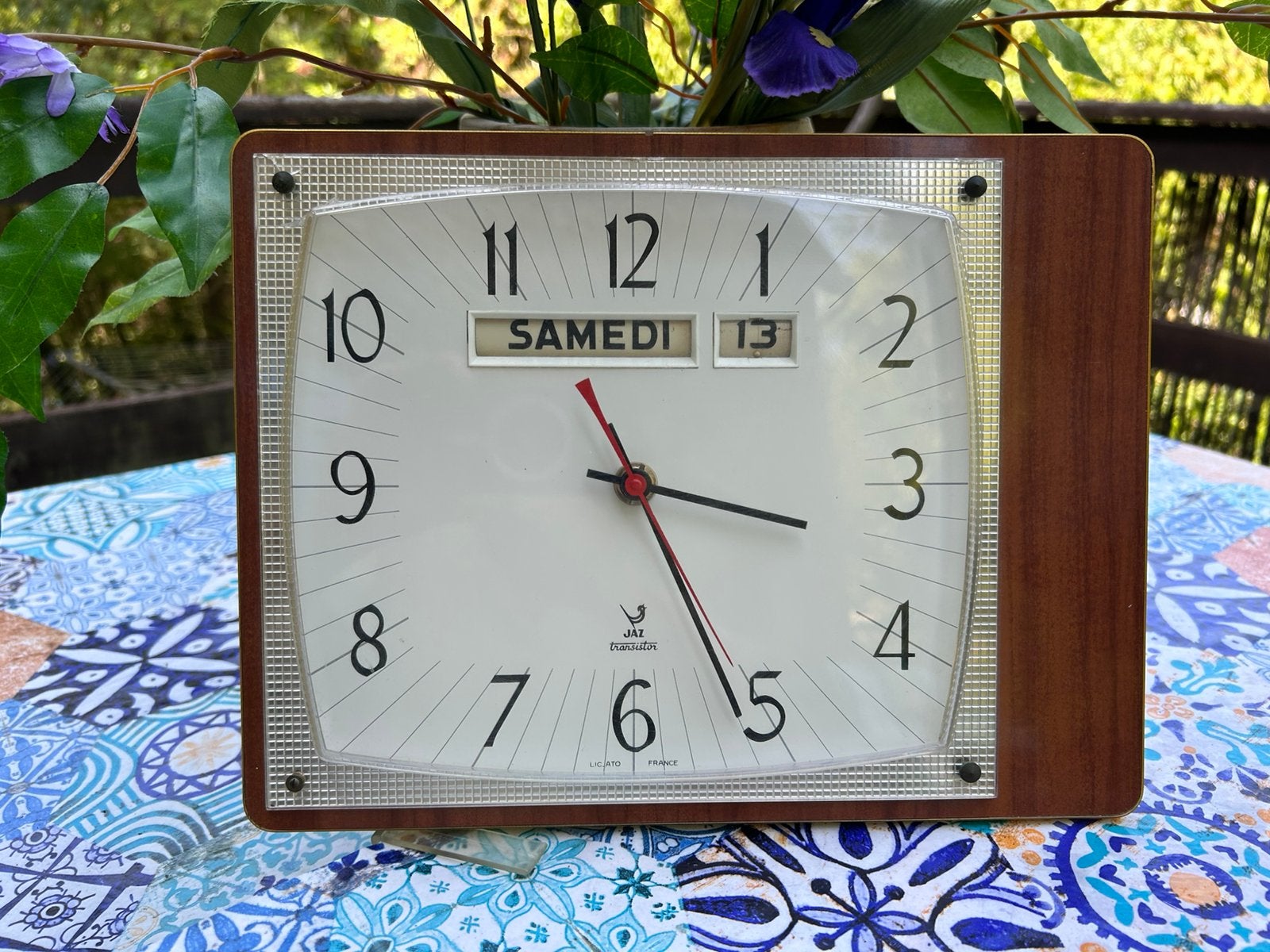 Vintage Franse JAZ Transistor kalenderklok – jaren 60/70, Antiek en Kunst, Ophalen of Verzenden