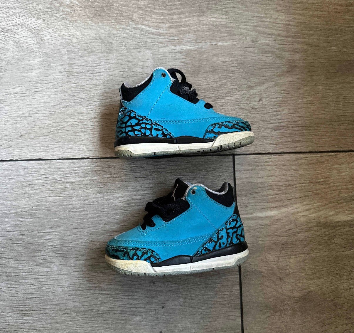 Air Jordan 3 Retro TD Dark Powder Blue, Blauw, Ophalen of Verzenden, Sneakers of Gympen, Gedragen