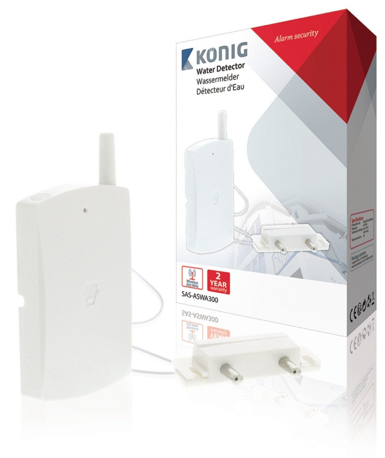 König SAS-ASWA300 Draadloze Watermelder - Alarm Beveiliging, Detector, Sensor of Melder, Nieuw, Ophalen of Verzenden, Overige soorten