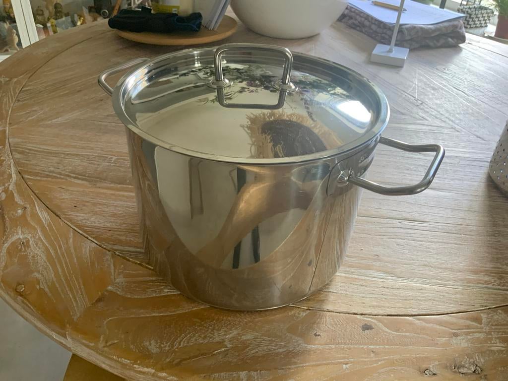 Boretti Pastapan - RVS Kookpan met Stoominzet, Ophalen of Verzenden, Zo goed als nieuw, Rvs