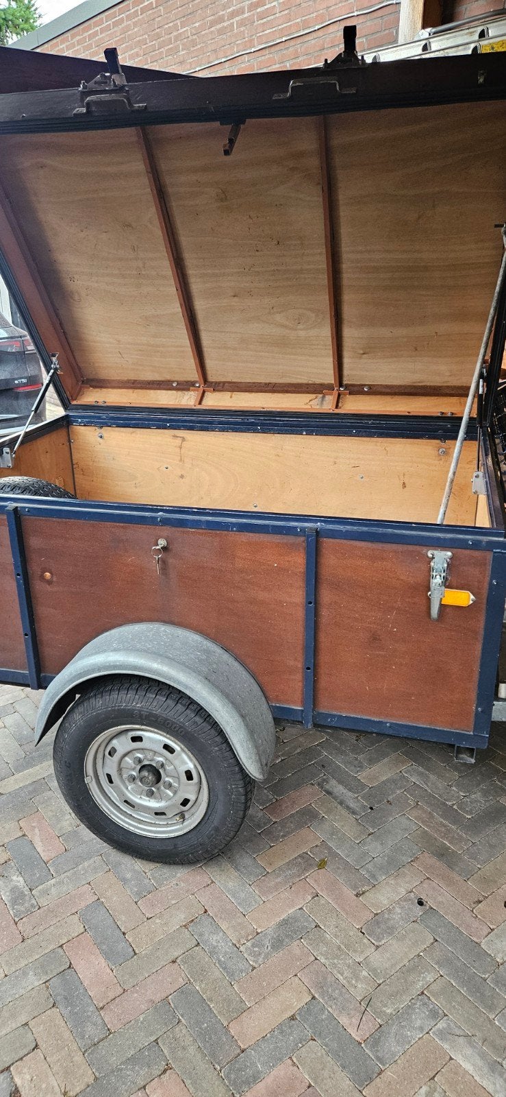 Compacte aanhangwagen met deksel en reservewiel, Auto diversen, Aanhangers en Bagagewagens, Ophalen, Gebruikt