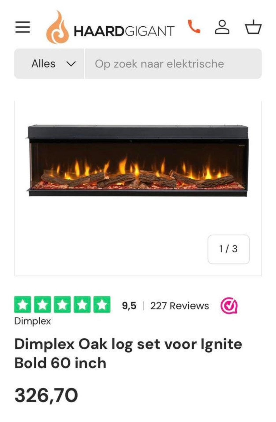 Dimplex oak set, Ophalen, Nieuw, Inbouwhaard, Elektrische haard