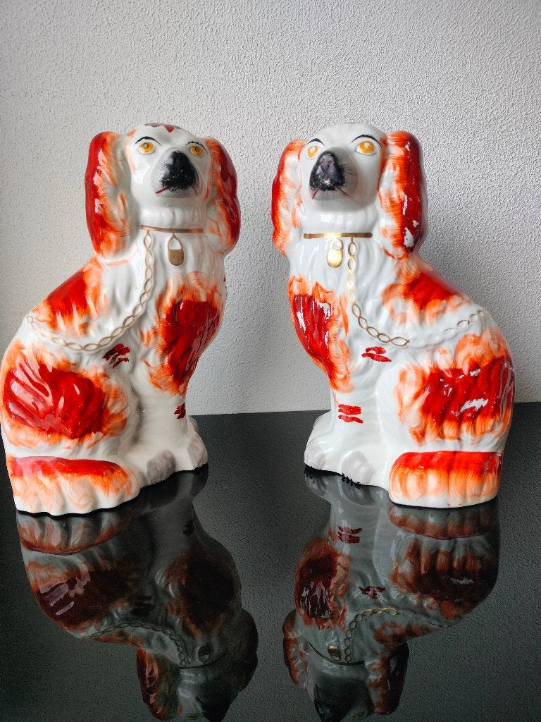 Staffordshire Honden Paar Aardewerk Haardhonden, Ophalen of Verzenden