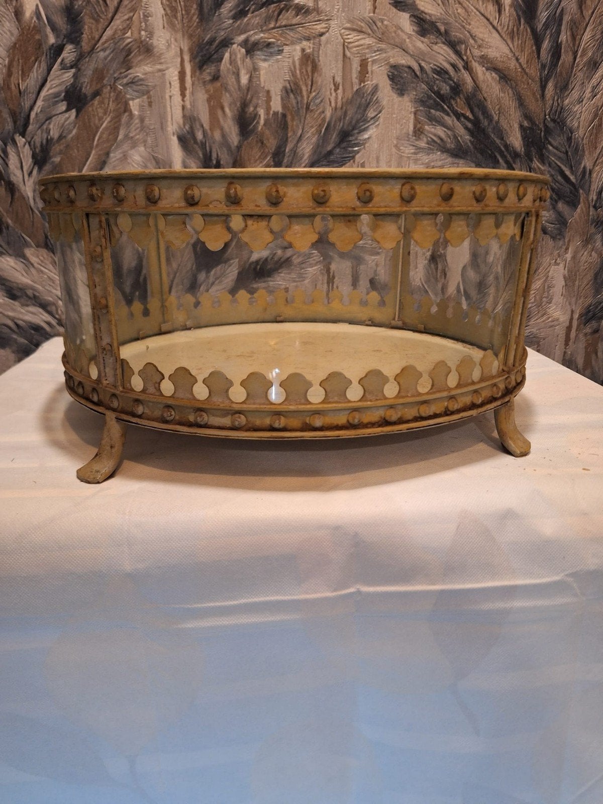 Decoratieve bak van metaal en glas - 20x42cm, Ophalen