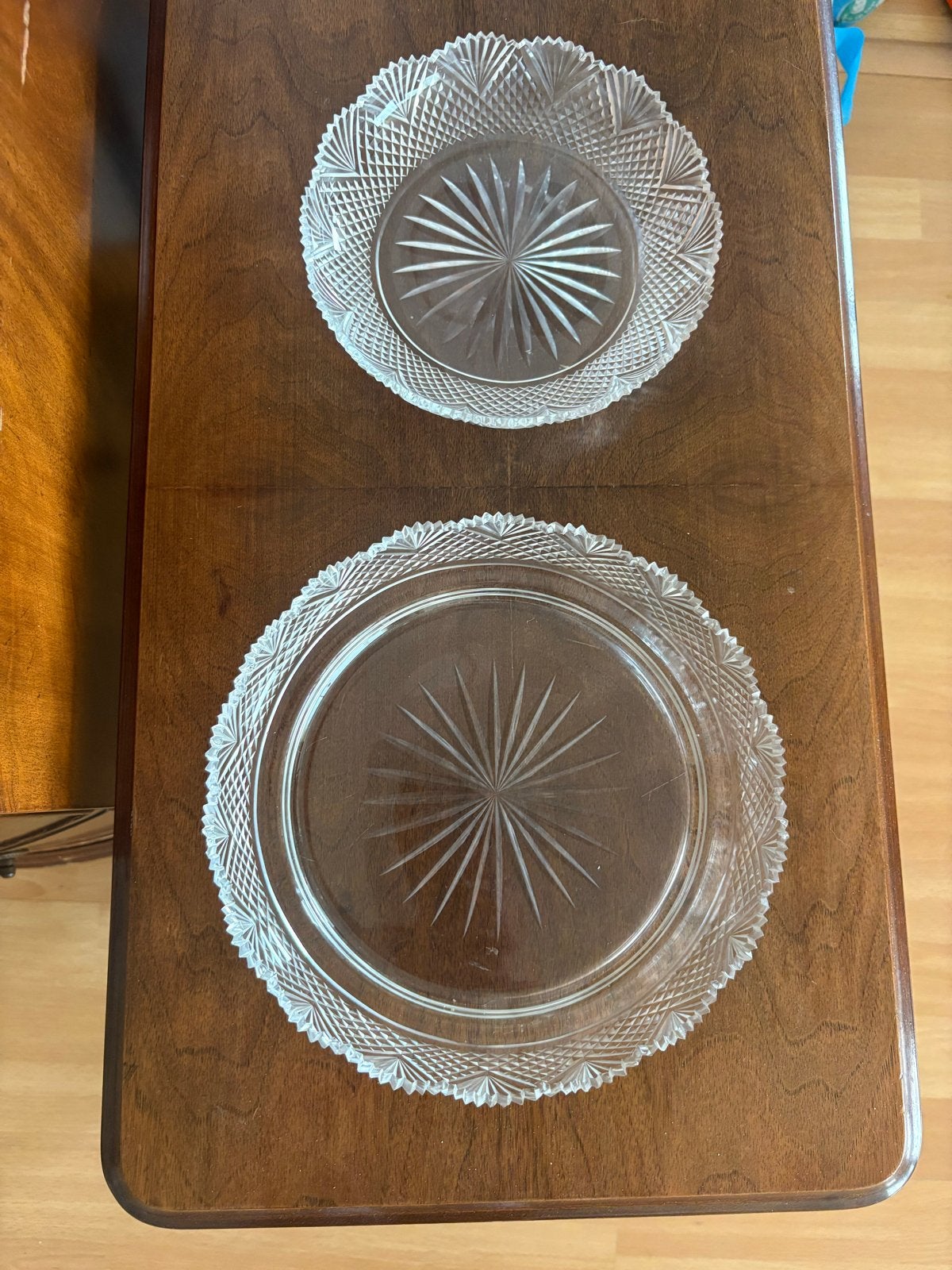 Set van 3 kristallen schalen - en cloche met schaal, Antiek en Kunst, Verzenden