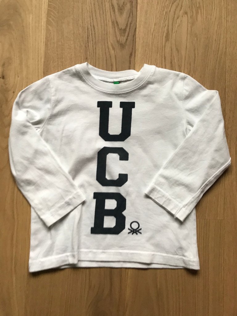 Shirt longsleeve wit Benetton maat 104, Ophalen, Gebruikt, Shirt of Longsleeve, Jongen