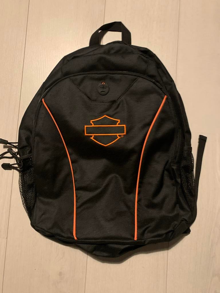 Harley-Davidson Rugzak - Zwart met Oranje Logo, Gebruikt, 25 tot 40 cm, Ophalen of Verzenden, Overige merken
