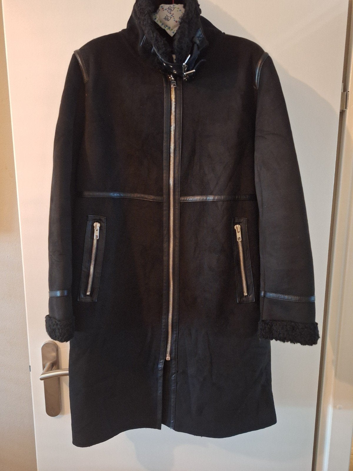 Zwarte Zara winterjas met teddy voering, Ophalen, Maat 42/44 (L), Zo goed als nieuw, Zara