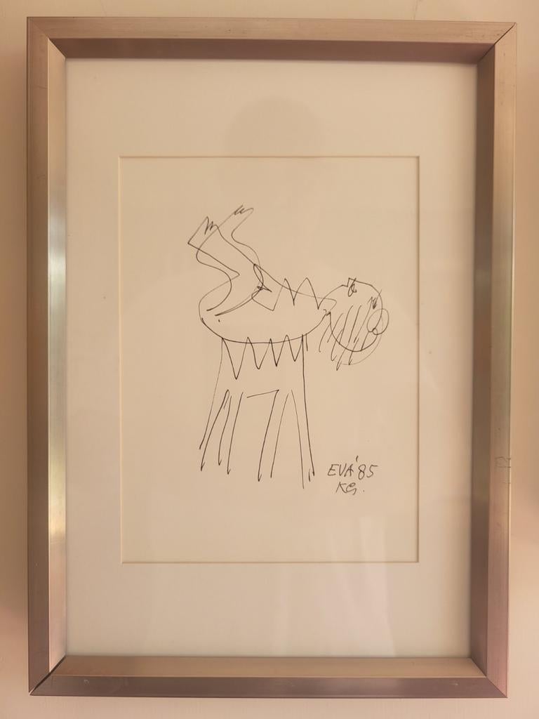 Klaas Gubbels, pentekening, unicum, mooi ingelijst, Antiek en Kunst, Ophalen