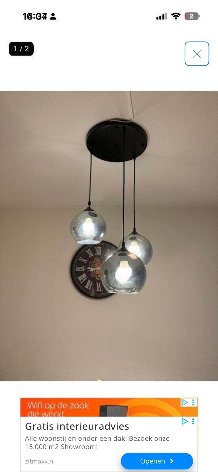 Glazen bollen hanglamp, Ophalen of Verzenden, Zo goed als nieuw