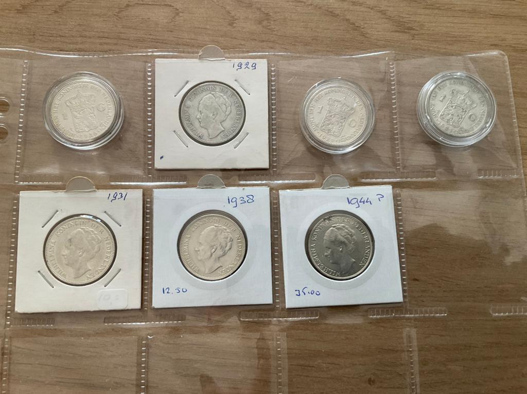 7 x gulden Wilhelmina zilver., Postzegels en Munten, Munten | Nederland, Ophalen of Verzenden, Koningin Wilhelmina, 1 gulden, Zilver