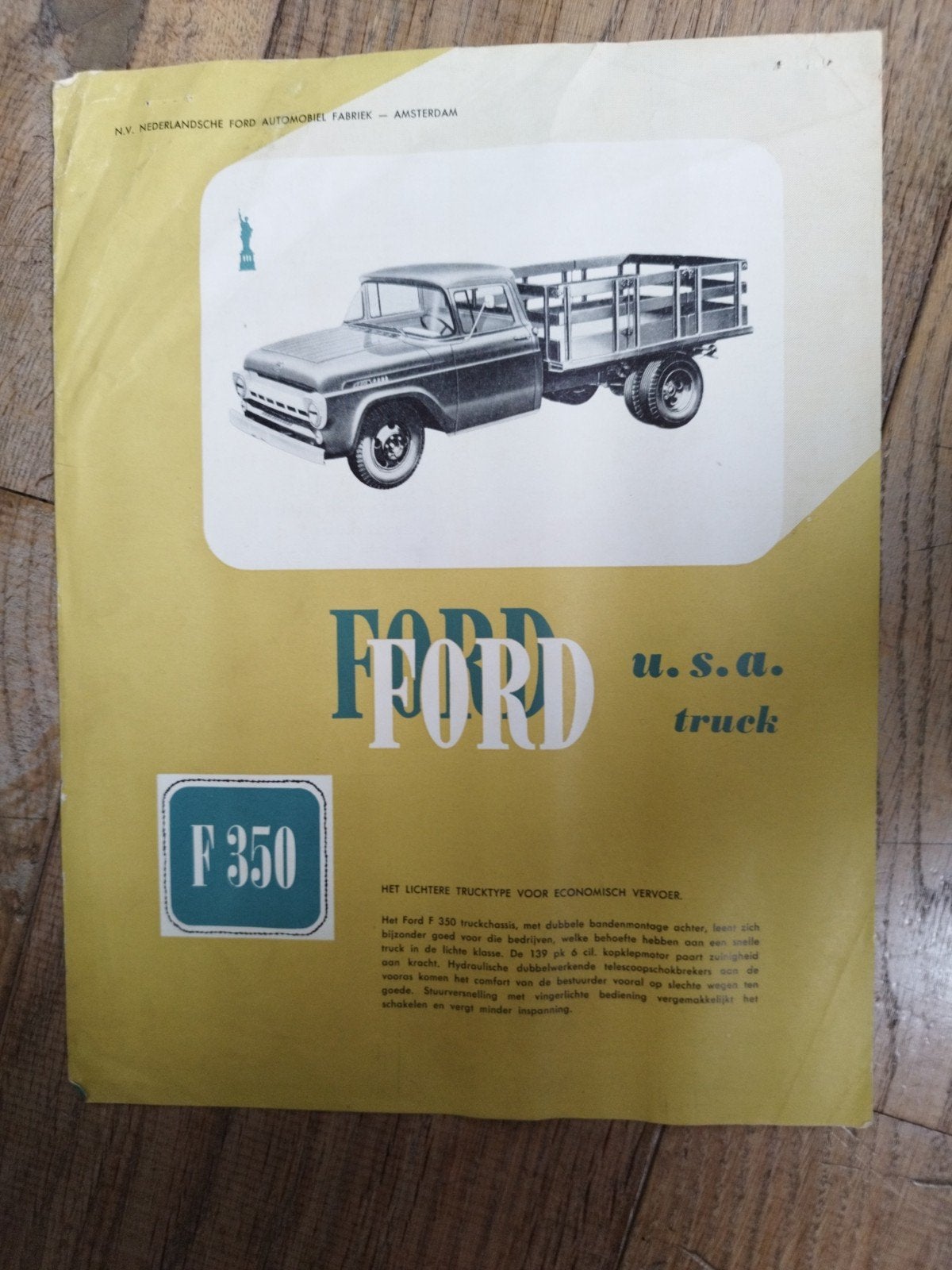 Ford F-350 Truck Brochure 1957 - Nederlands, Gelezen, Ford, Ophalen of Verzenden, Ford