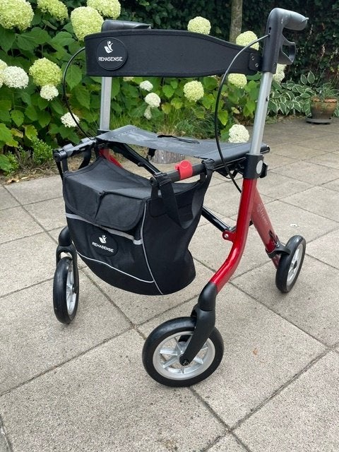 Rollator, Streamer maat M, rood, Ophalen, Opvouwbaar, Zo goed als nieuw