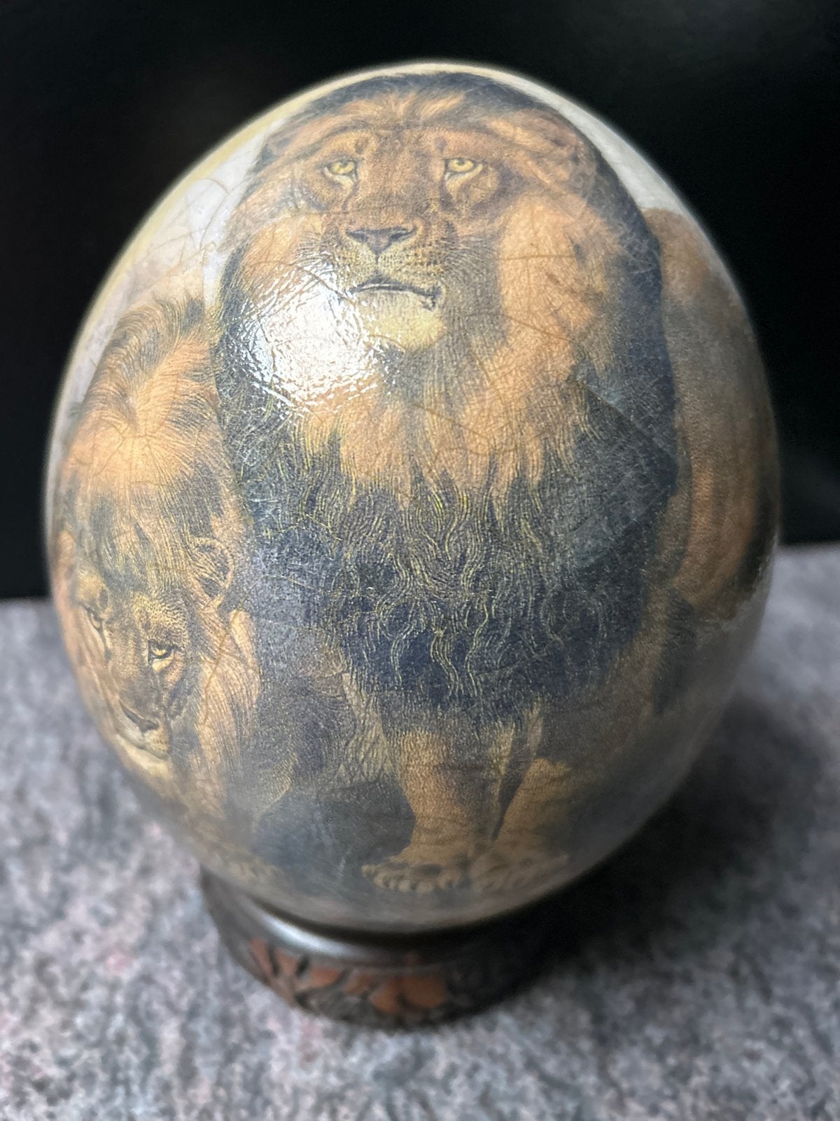 Decoratief Struisvogelei met Afrikaanse Dierenprint, Verzamelen, Ophalen of Verzenden, Zo goed als nieuw, Wild dier, Overige typen