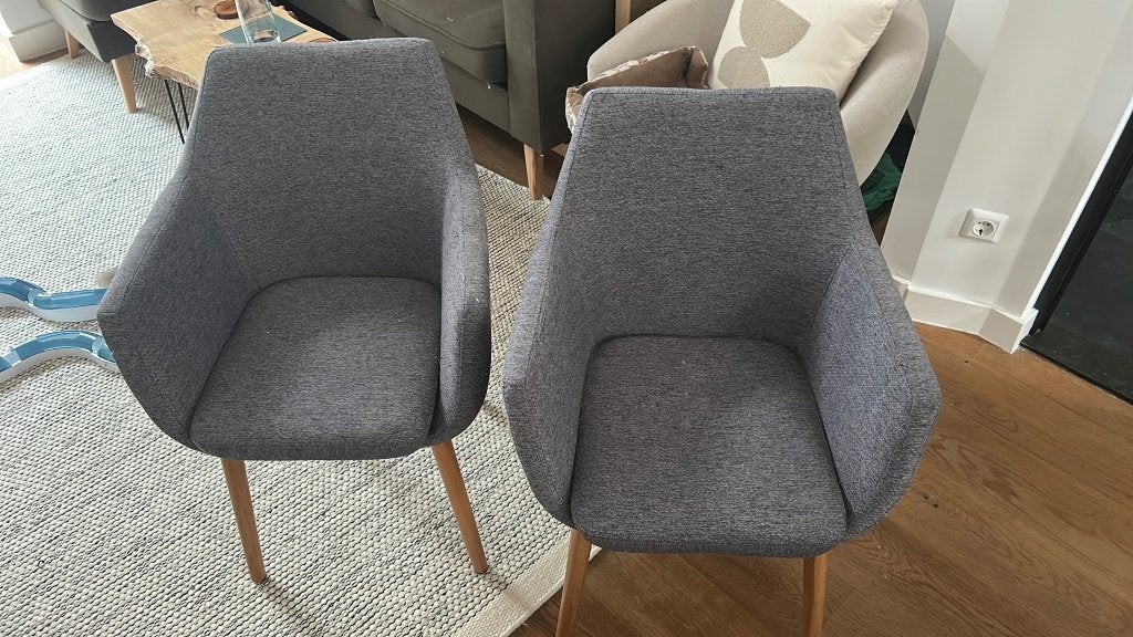 2x grijze stoffen stoelen, Ophalen, Gebruikt, Twee, Stof