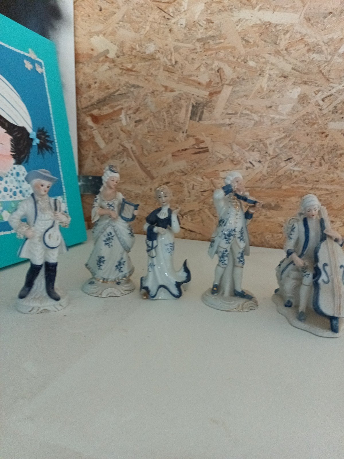 Set van 5 porseleinen muzikanten beeldjes, Ophalen of Verzenden