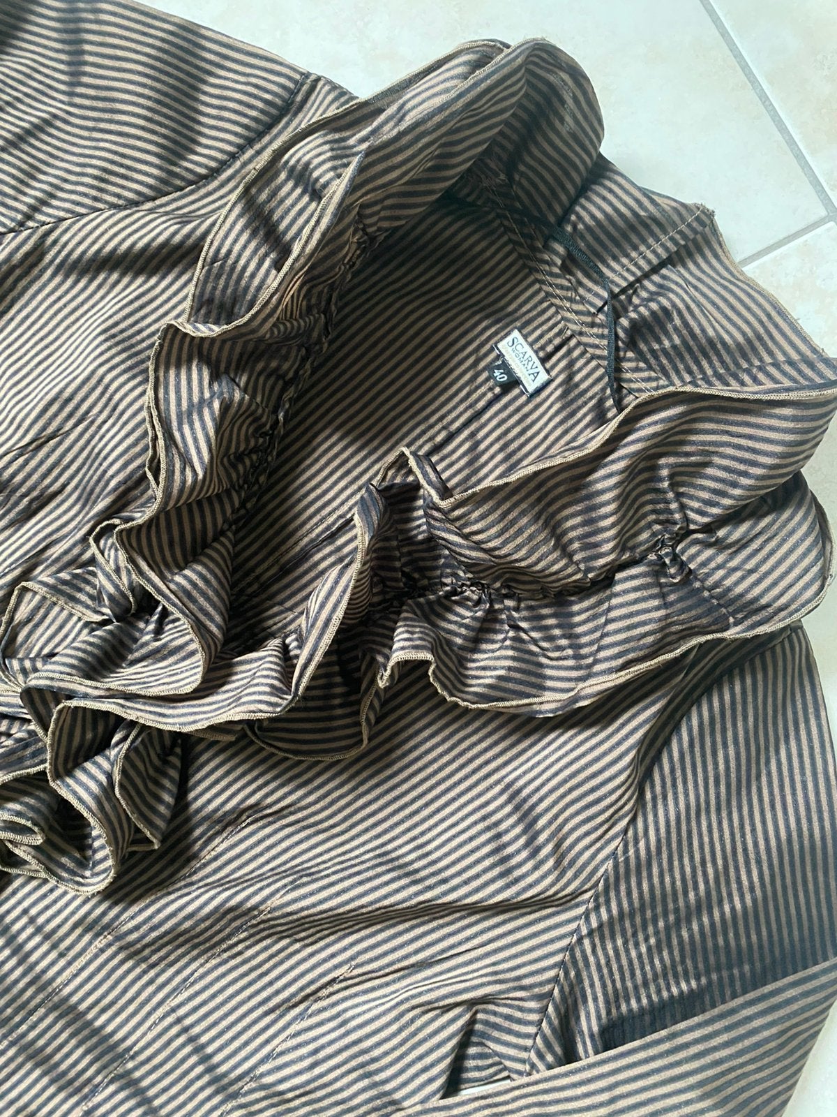 Prachtig blouse + rok setje mt 38/40 kleur bruin / beige, Verzenden, Gedragen, Maat 38/40 (M), Bruin