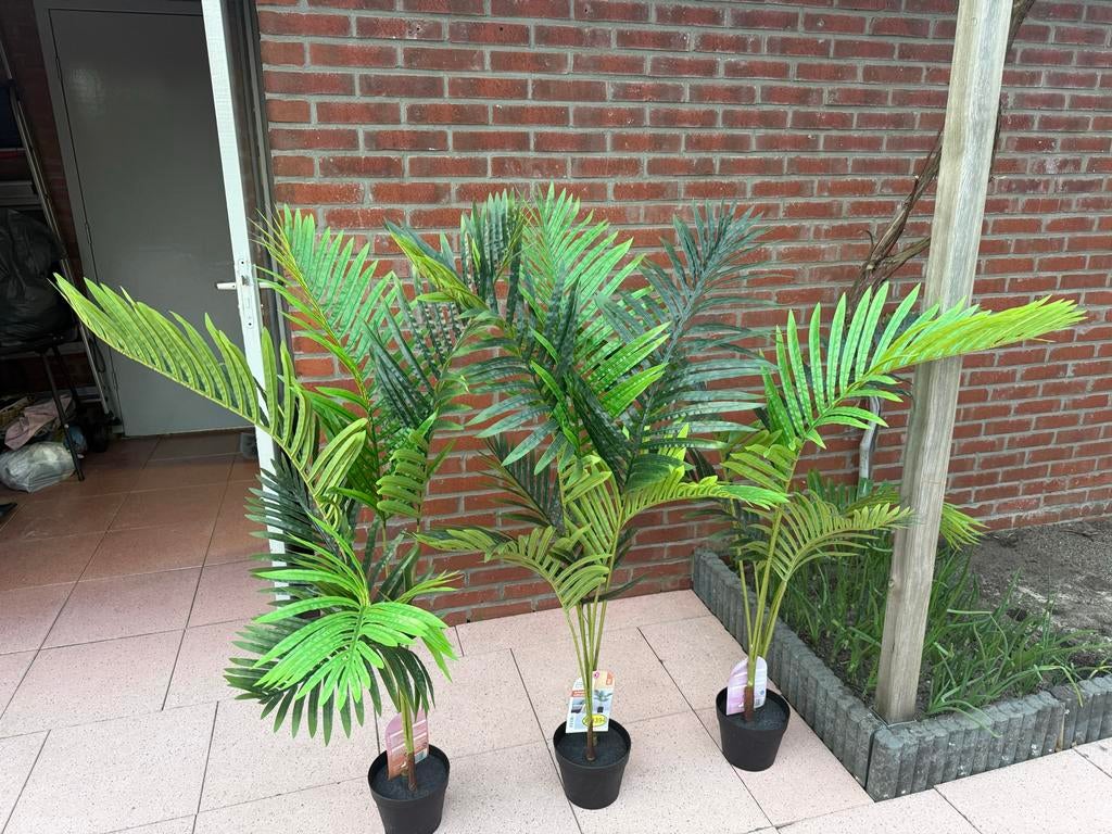 Set van 3 Kunstpalmen - Realistische Decoratie, Ophalen, Binnen, Groen, Kunstplant