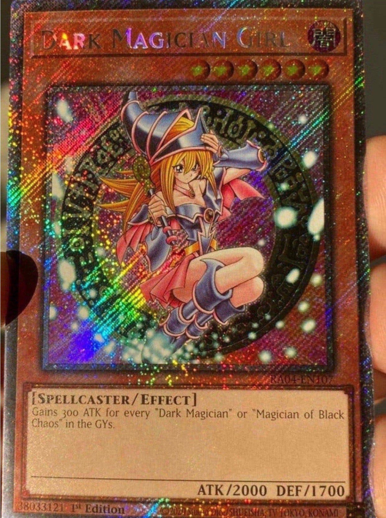 Yu-Gi-Oh! Dark Magician Girl RA04 1st Edition Mint !, Ophalen of Verzenden, Zo goed als nieuw, Losse kaart, Foil