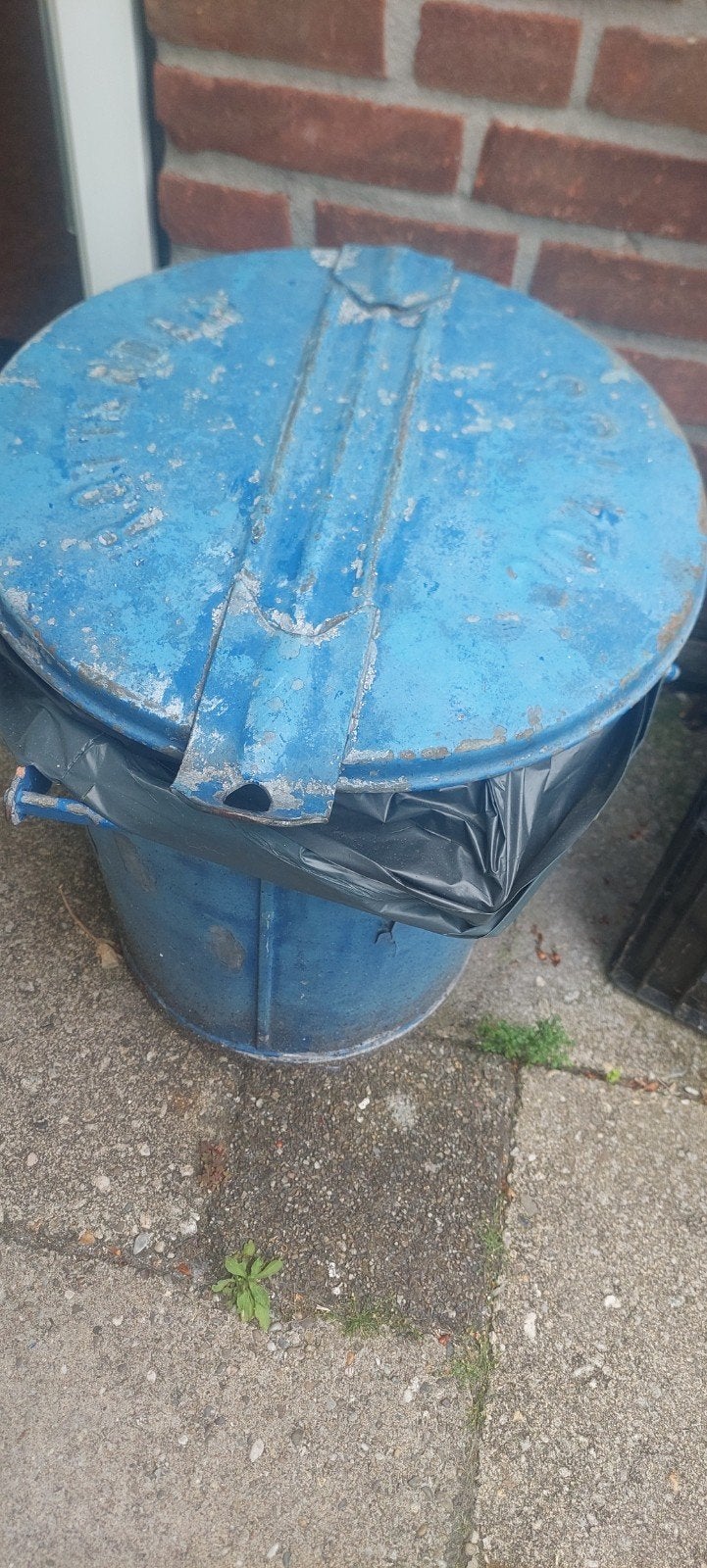 Oude Gemeente Prullenbak Rotterdam - Blauw Geverfd, Ophalen, Gebruikt, 50 tot 75 cm, 40 liter of meer