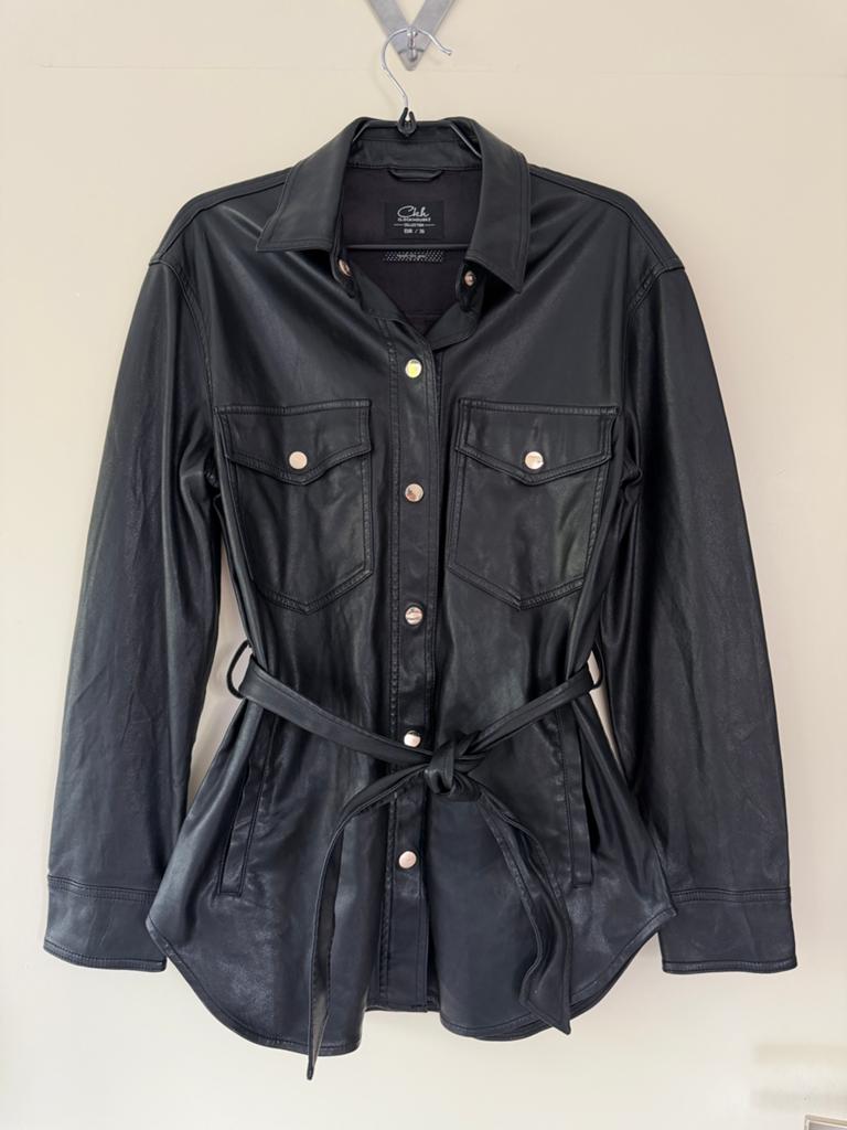 C&A Clockhouse leather look jasje / blazer maat 36, Kleding | Dames, Ophalen of Verzenden, Zo goed als nieuw, Maat 36 (S), Zwart