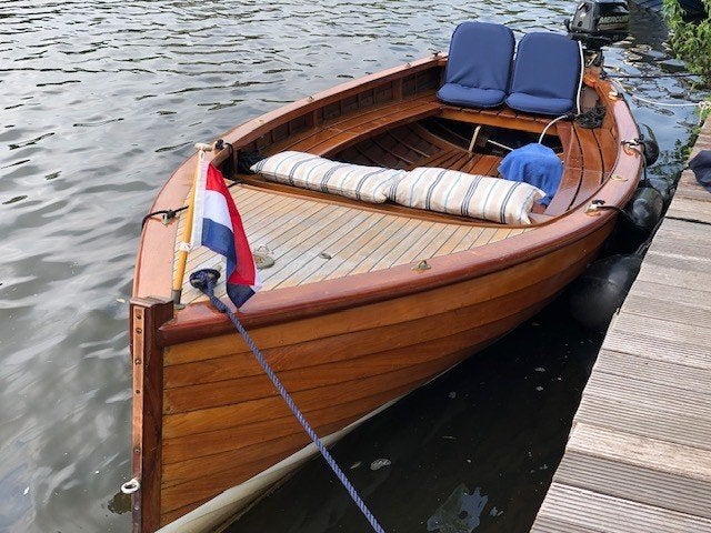 KLASSIEK TEAKHOUTEN OVERNAADS VERGROTE JOL, Antifouling, Overige typen, 4 pk, 5 m