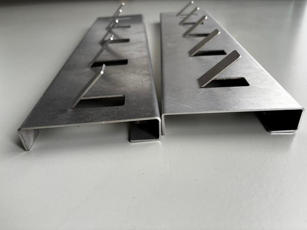 2x RVS Wandkapstokken met 5 Haken - 49x12 cm, Gebruikt, Minder dan 100 cm, Metaal, Ophalen